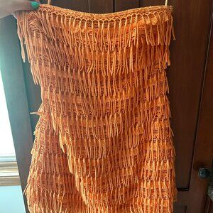 Women's Strapless Tassel Dress